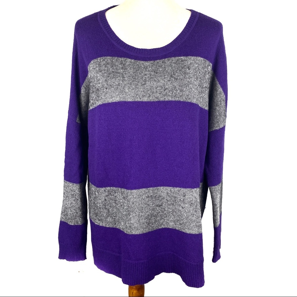 Ralph Lauren Purple/Gray Striped Sweater Large